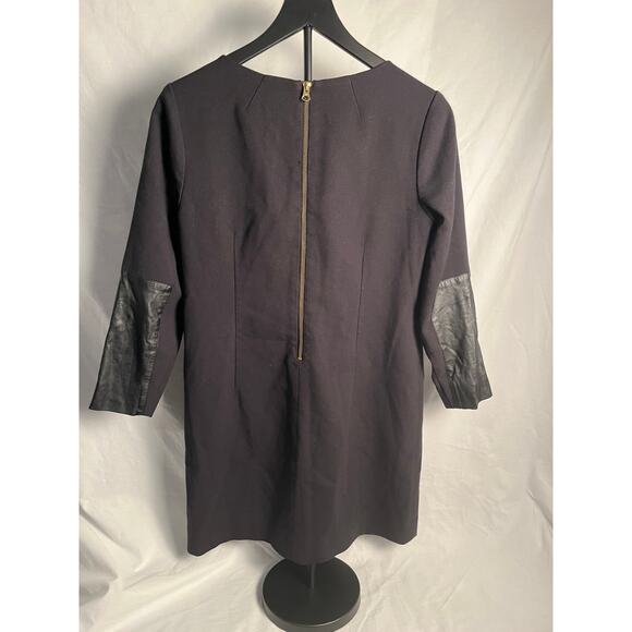 J.Crew Black Sheath Dress 8P – Faux Leather Trim & Gold Zippers - Picture 4 of 6